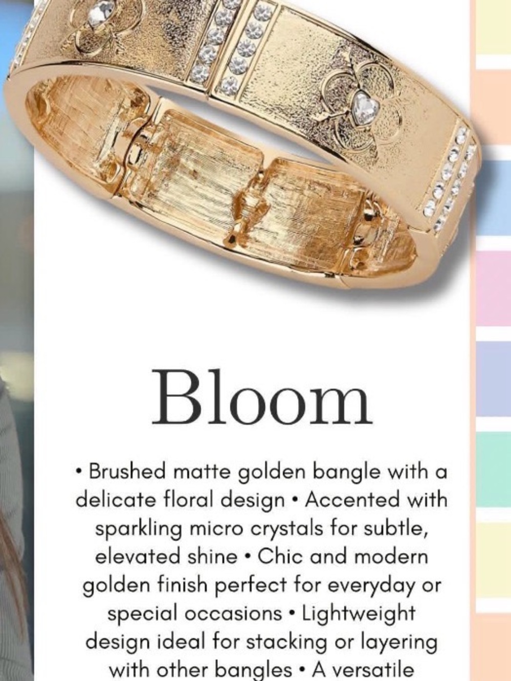 Park Lane Golden Floral Crystal Bangle Bracelet